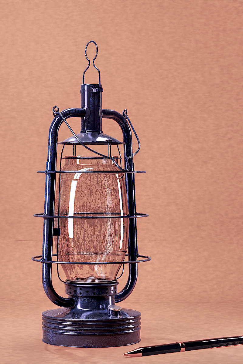 Lampe à pétrole et stylographe